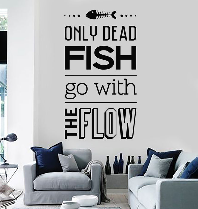 Vinyl Wall Decal Motivational Quote Room Home Decor Dead Fish Stickers Mural (g2782)