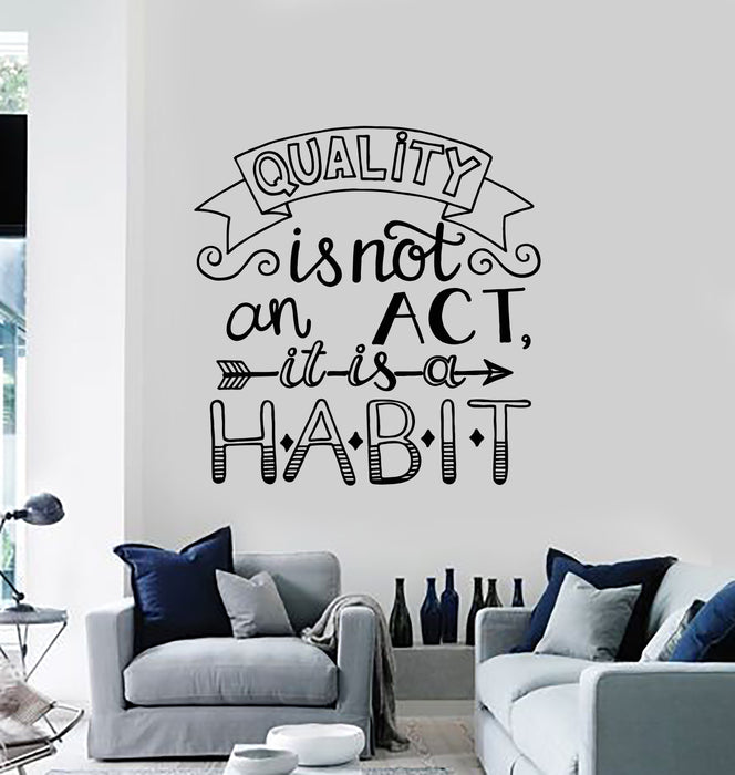 Vinyl Wall Decal Inspiring Words Lettering Word Quality Habit Stickers Mural (g2596)