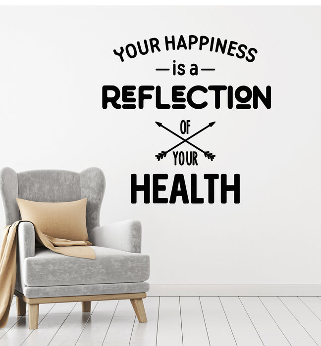 Vinyl Wall Decal Inspiring Quote Words Happiness Health Stickers Mural (g2794)