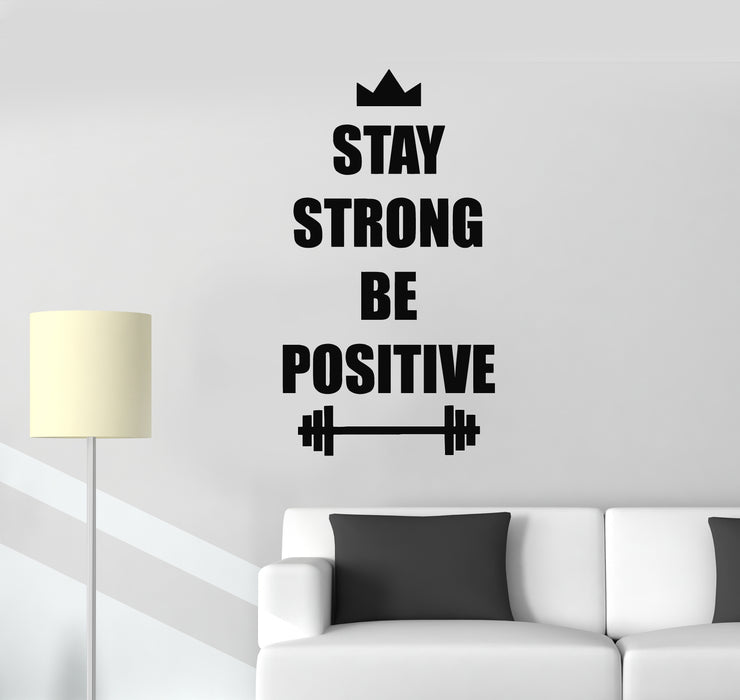 Виниловая наклейка на стену Домашний спортзал Вдохновляющая цитата Оставайтесь сильными Будьте позитивными Наклейки для подростковой комнаты Настенная роспись (g893) 