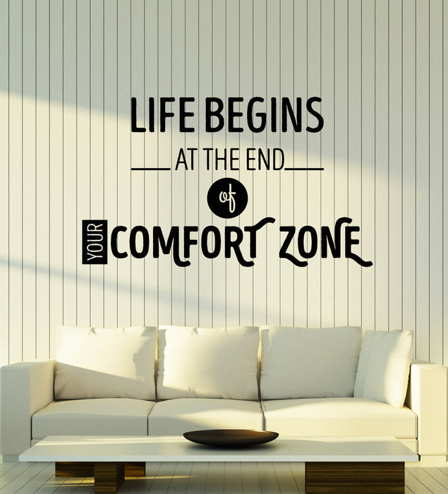 Vinyl Wall Decal Words Motivation Phrase End Comfort Zone Stickers Mural (g3472)