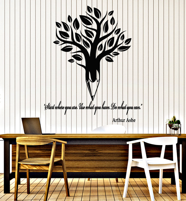 Vinyl Wall Decal Motivational Quote Tree Leaves Pencil Kid's Room Stickers Mural (g3860)