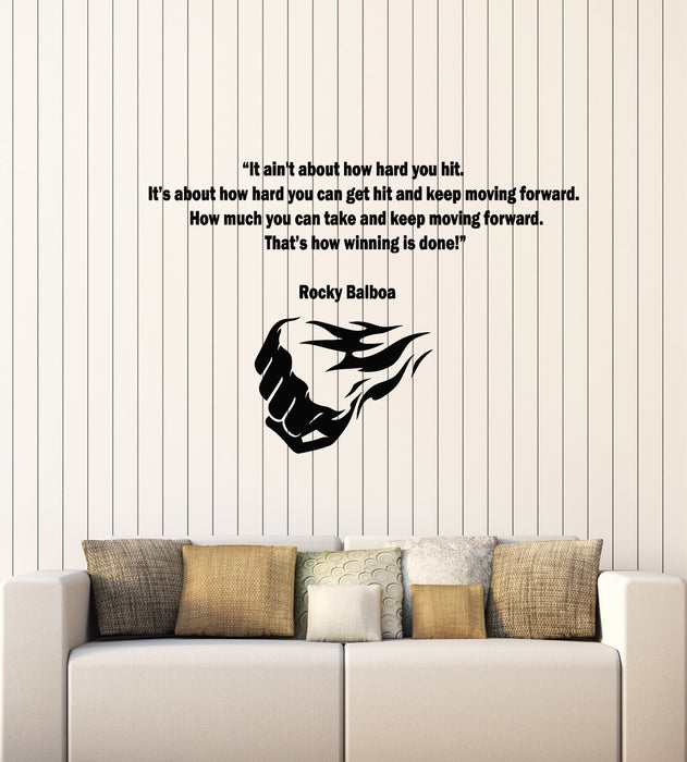 Vinyl Wall Decal Man Fist Motivation Quote Words Rocky Balboa Stickers Mural (g3886)