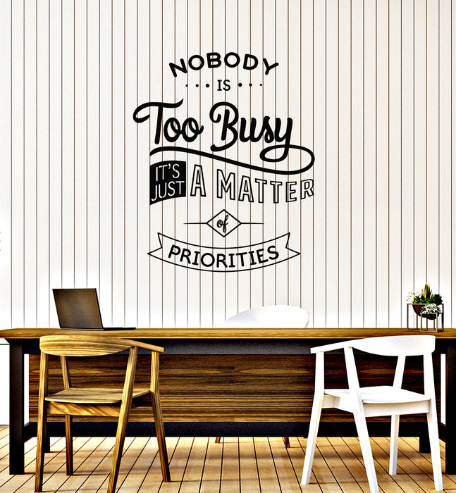 Vinyl Wall Decal Priorities Inspiring Quote Words Stickers Mural (g4066)