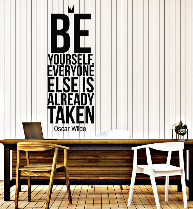 Vinyl Wall Decal Inspiration Quote Phrase Oscar Wilde Be Yourself Stickers Mural (g5234)