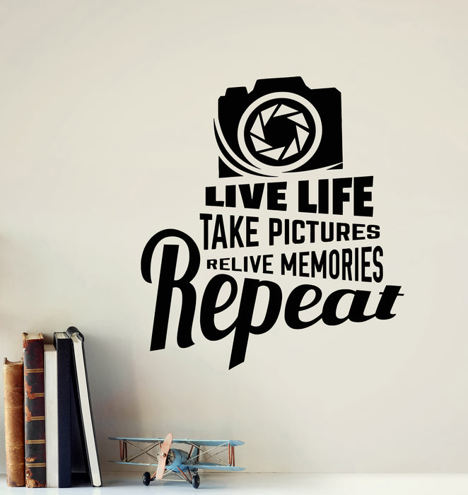 Vinyl Wall Decal Photo Phrase Relive Memories Photography Stickers Mural (g5597)