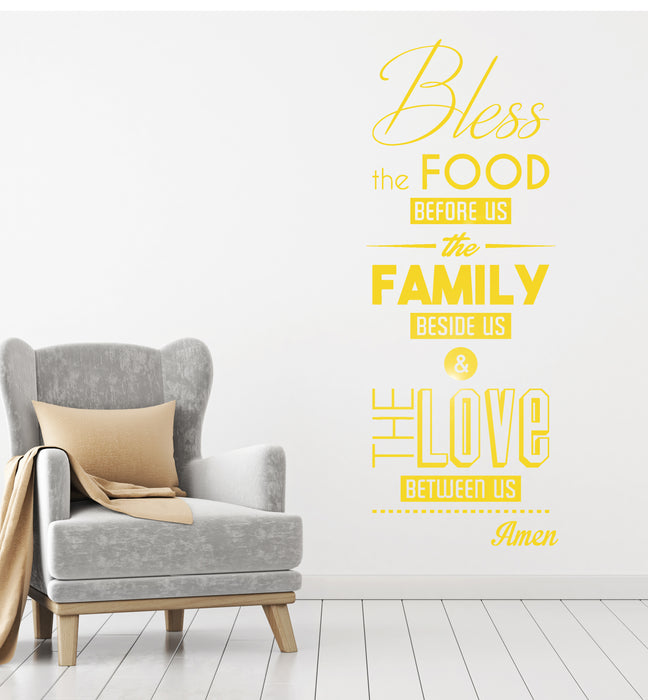 Vinyl Wall Decal Bless the Food Prayer Dining Room Kitchen Stickers Murals Unique Gift (ig4687)