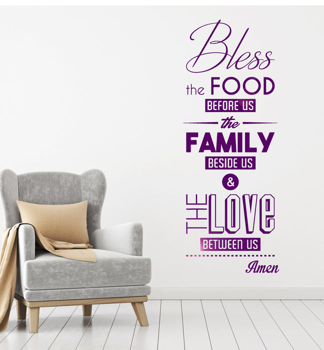 Vinyl Wall Decal Bless the Food Prayer Dining Room Kitchen Stickers Murals Unique Gift (ig4687)