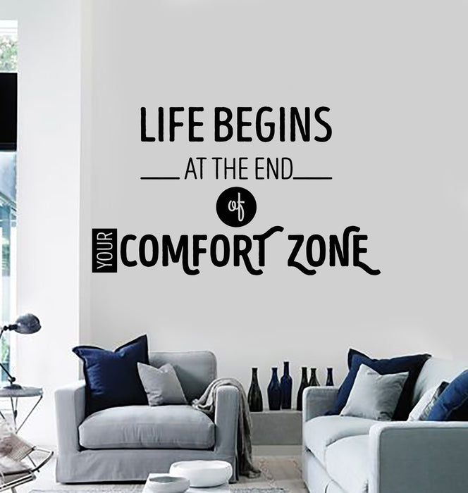 Vinyl Wall Decal Words Motivation Phrase End Comfort Zone Stickers Mural (g3472)