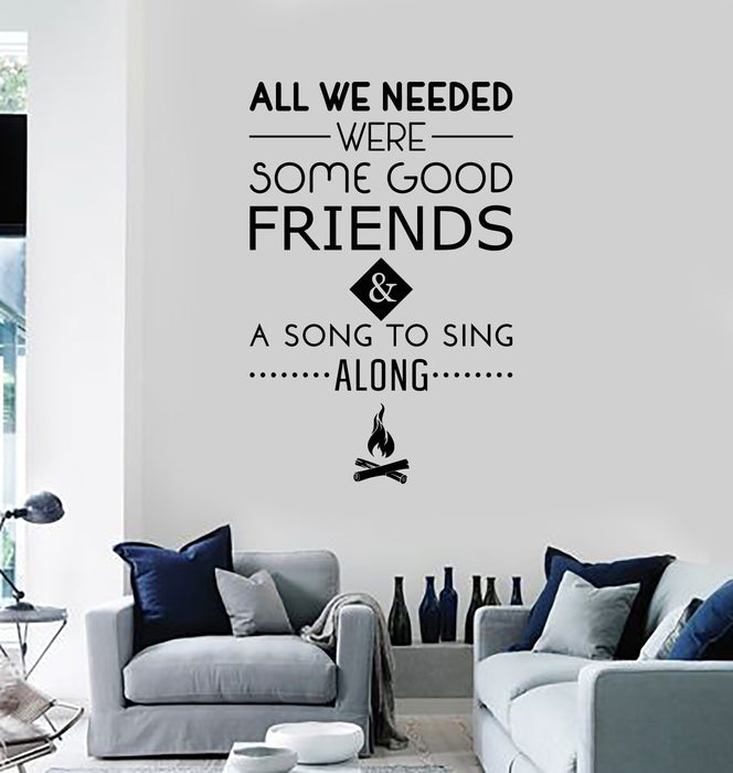 Vinyl Wall Decal Inspirational Quote Phrase Good Friends Camp Stickers Mural (g3474)