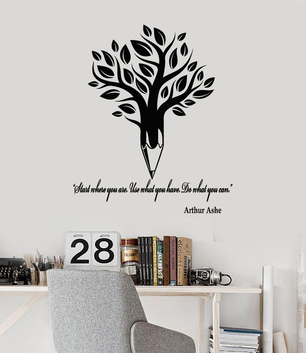 Vinyl Wall Decal Motivational Quote Tree Leaves Pencil Kid's Room Stickers Mural (g3860)