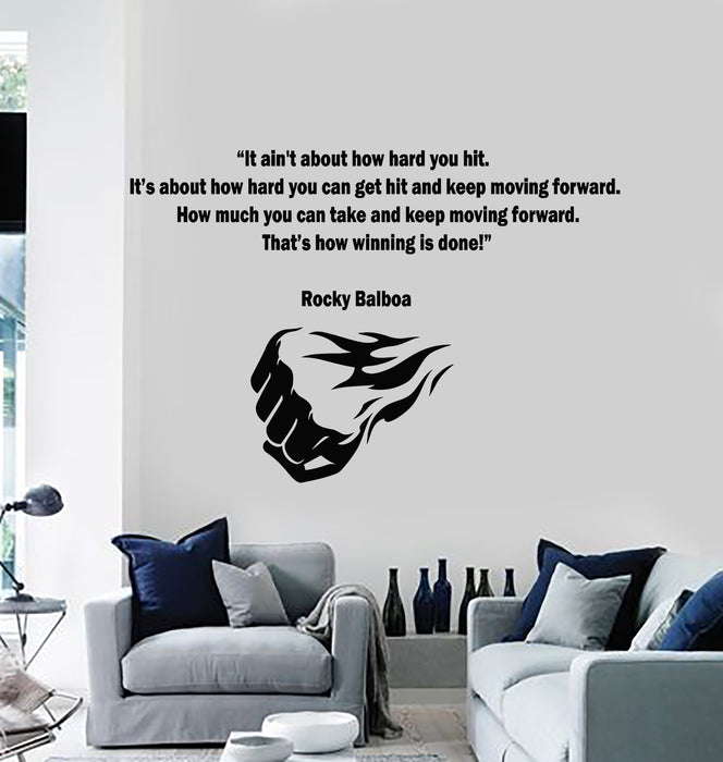 Vinyl Wall Decal Man Fist Motivation Quote Words Rocky Balboa Stickers Mural (g3886)