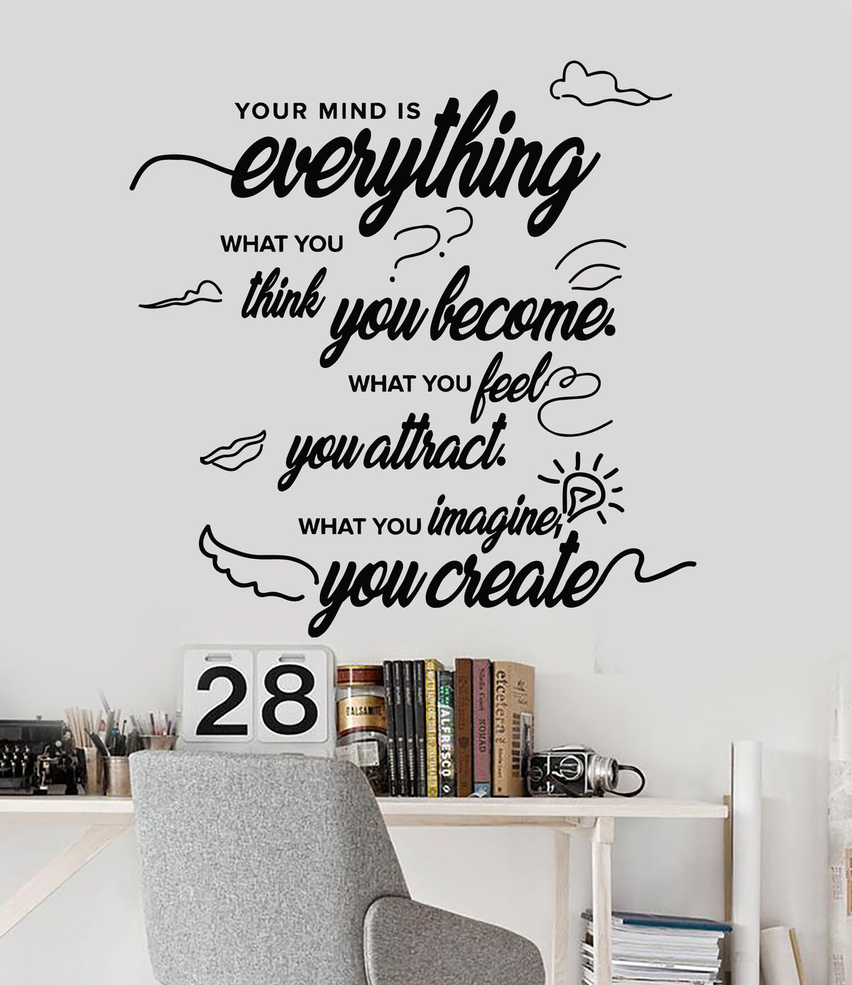 Vinyl Wall Decal Inspiration Quote Mind Phrase Room Home Stickers Mura ...