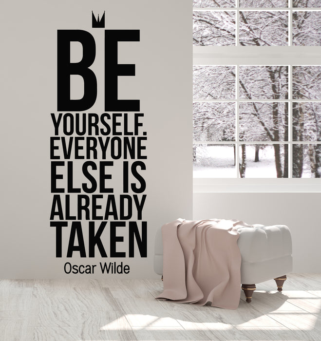 Vinyl Wall Decal Inspiration Quote Phrase Oscar Wilde Be Yourself Stickers Mural (g5234)