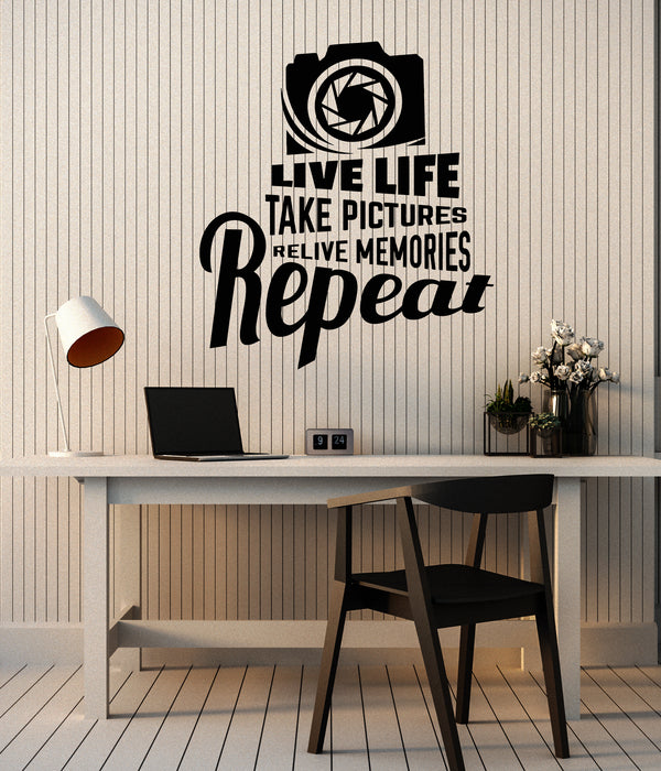 Vinyl Wall Decal Photo Phrase Relive Memories Photography Stickers Mural (g5597)