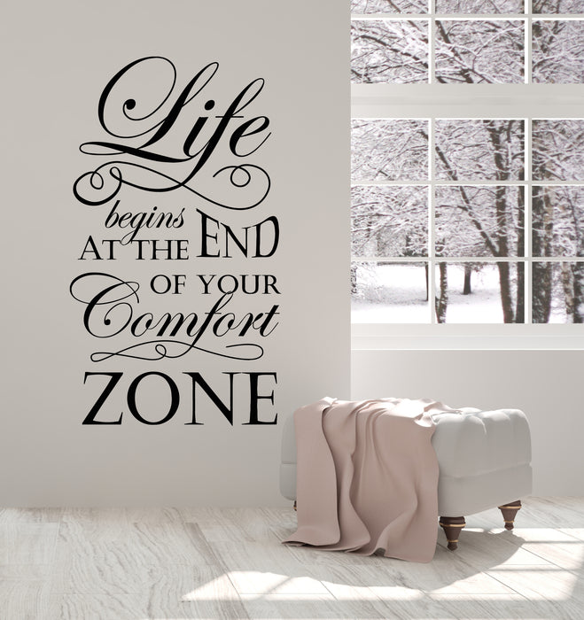 Vinyl Wall Decal Comfort Zone Motivation Quote Words Stickers Mural (g6034)