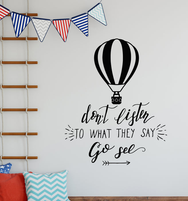 Vinyl Wall Decal Motivation Quote Go See Balloon Traveler Stickers Mural (g7340)