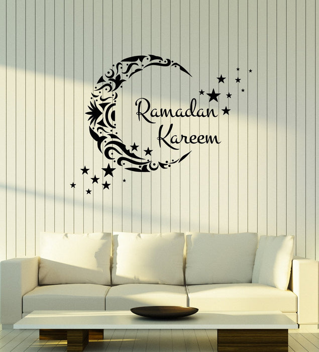 Ramadan Kareem Vinyl Wall Decal Lettering Crescent Stars Islamic Art Stickers Mural (ig5501)