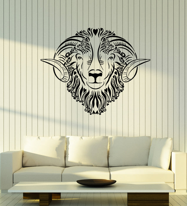 Vinyl Wall Decal Ram Aries Zodiac Symbol Sing Animal Head Stickers Mural (g7576)