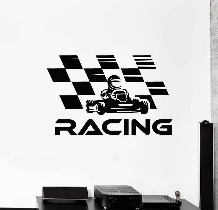 Vinyl Wall Decal Racing Speed Car Flag Auto Formula 1 Sport Stickers Mural (g4681)