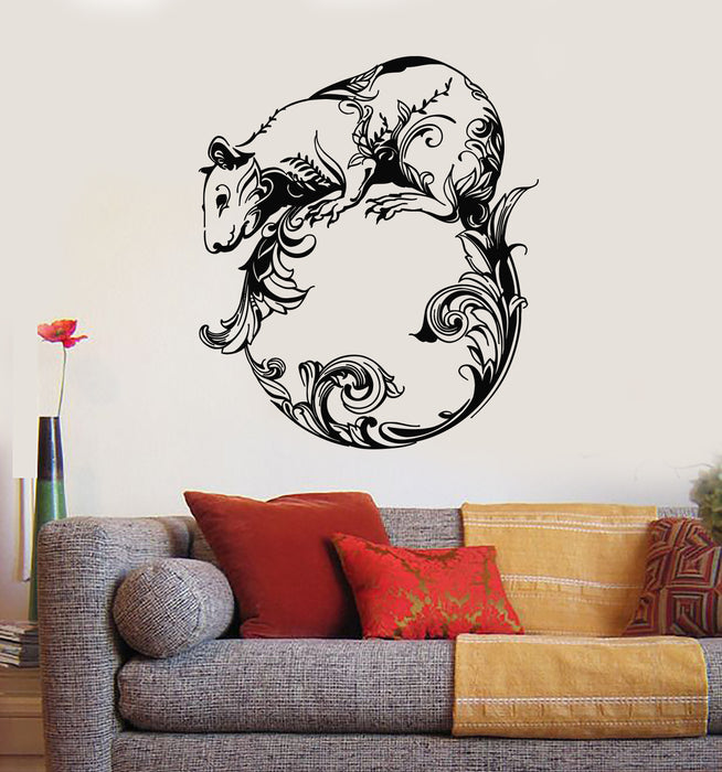 Vinyl Wall Decal Pet Hamster Rodent Mouse Circle Floral Rat Stickers Mural (g3226)