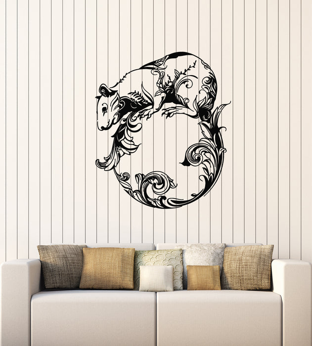 Vinyl Wall Decal Pet Hamster Rodent Mouse Circle Floral Rat Stickers Mural (g3226)