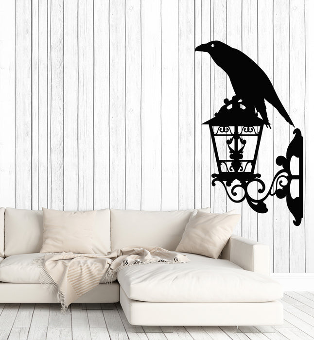 Vinyl Wall Decal Crow Black Raven Bird Lantern Street Style Stickers Mural (g1393)