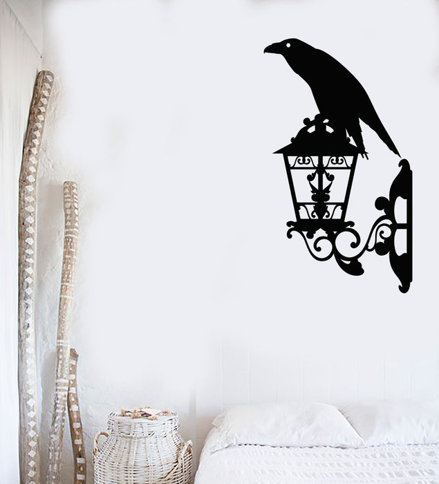 Vinyl Wall Decal Crow Black Raven Bird Lantern Street Style Stickers Mural (g1393)