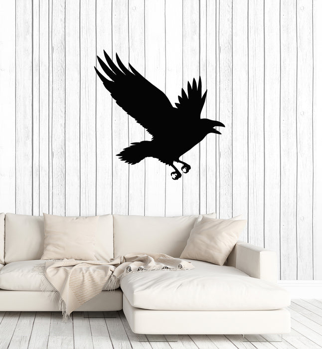 Vinyl Wall Decal Gothic Style Black Raven Flying Big Bird Stickers Mural (g4696)