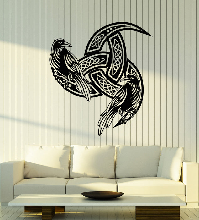 Vinyl Wall Decal Celtic Patterns Crow Couple Raven Ornament Stickers Mural (g5839)