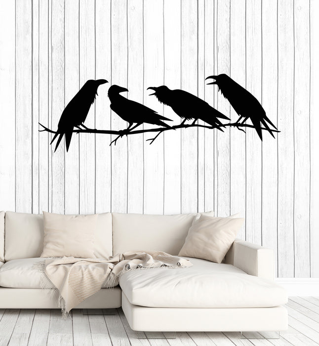 Vinyl Wall Decal Tree Branch Birds Black Ravens Gothic Decor Stickers Mural (g5678)