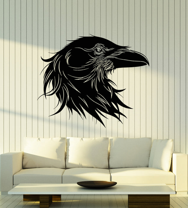 Vinyl Wall Decal Bird Black Raven Head Gothic Style Interior Stickers Mural (g5888)
