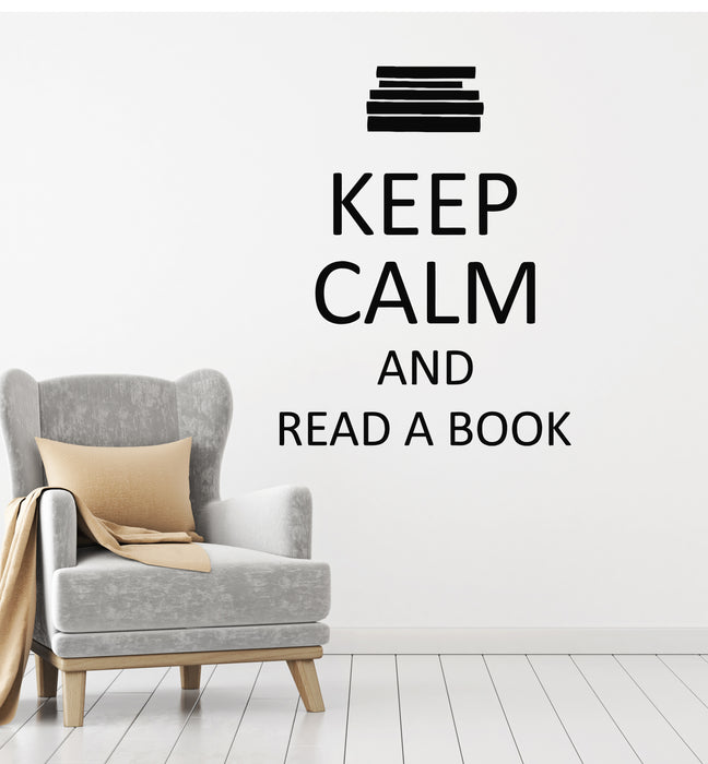 Vinyl Wall Decal Quote Words Keep Calm And Read Book Library Stickers Mural (g1617)