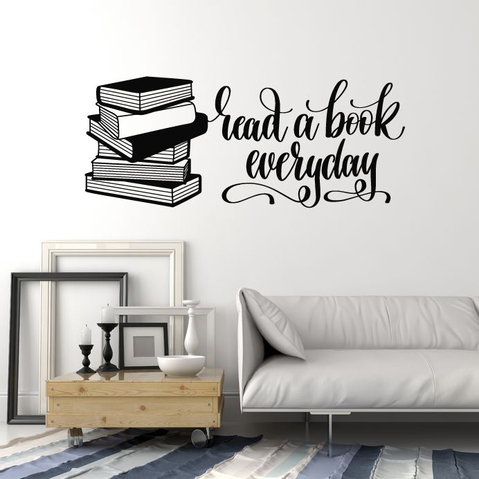 Vinyl Wall Decal Phrase Read Book Everyday Library Reading Room Stickers Mural (g2267)