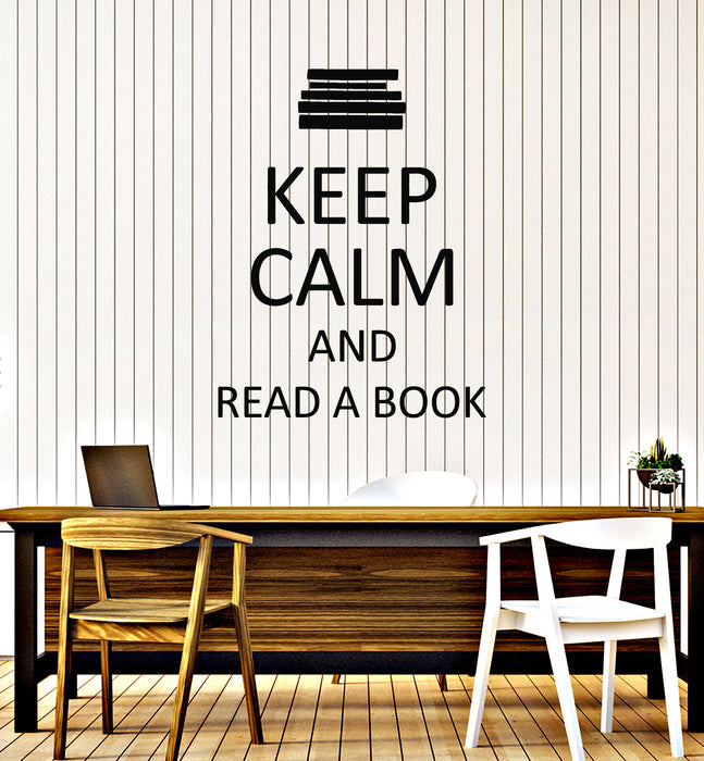 Vinyl Wall Decal Quote Words Keep Calm And Read Book Library Stickers Mural (g1617)
