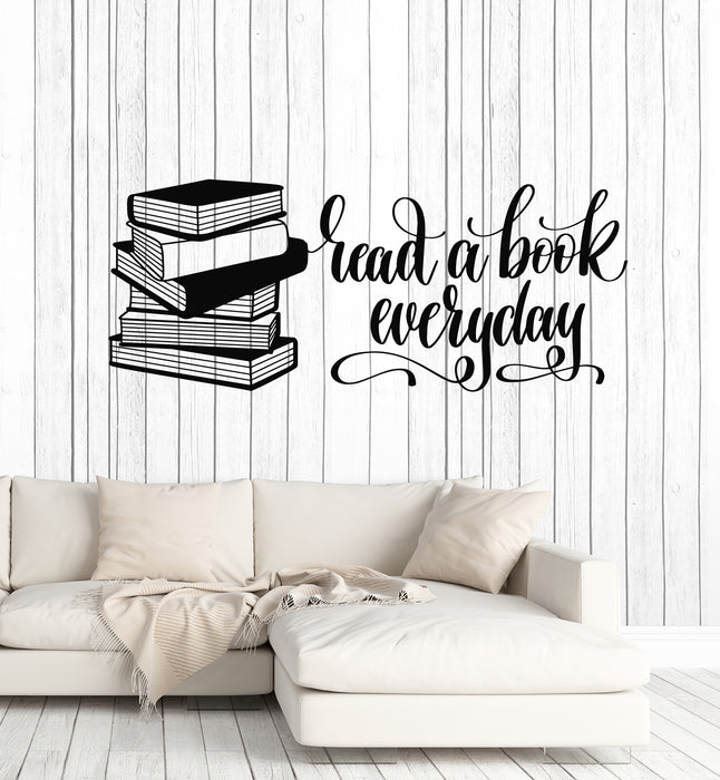 Vinyl Wall Decal Phrase Read Book Everyday Library Reading Room Stickers Mural (g2267)