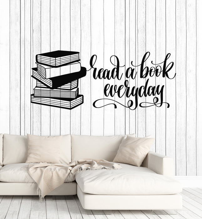 Vinyl Wall Decal Phrase Read Book Everyday Library Reading Room Stickers Mural (g2267)