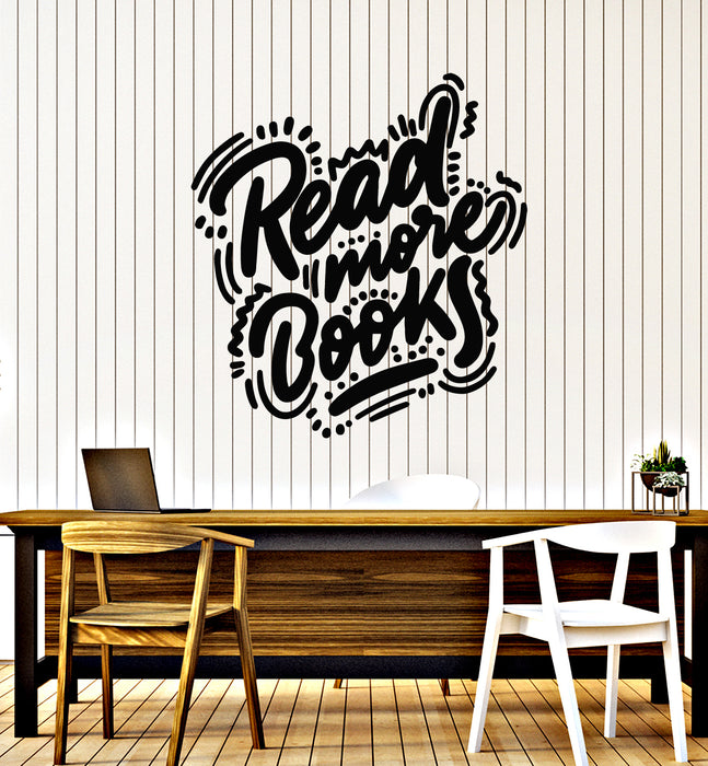 Vinyl Wall Decal Bookworm Lettering Read More Books Reading Room Stickers Mural (g3532)