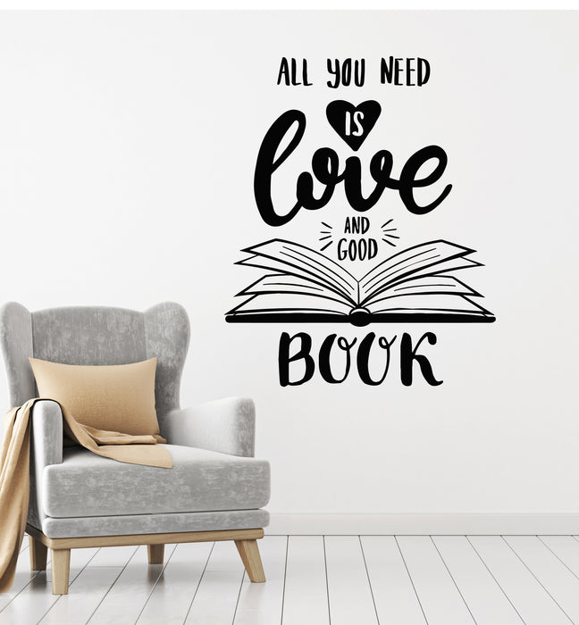 Vinyl Wall Decal Good Open Book Reading Love Quote Words Stickers Mural (g1520)