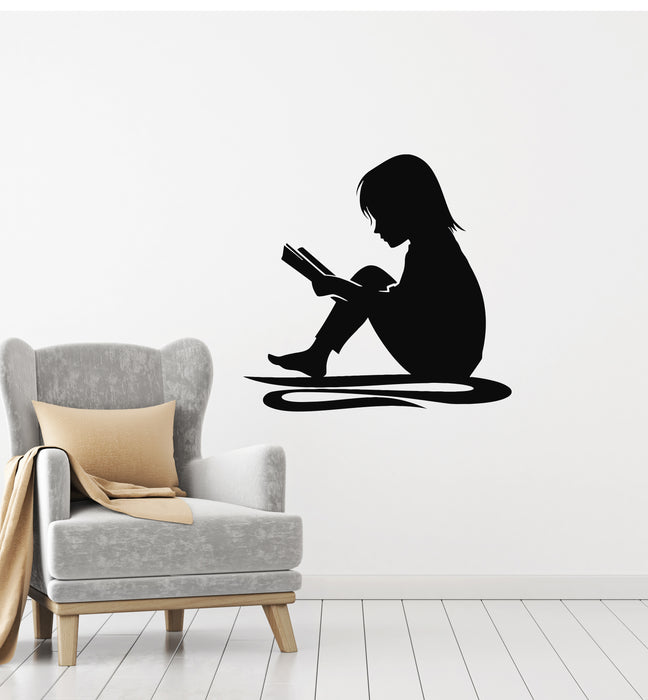 Vinyl Wall Decal Reading Story Open Book Girl Kids Room Stickers Mural (g536)