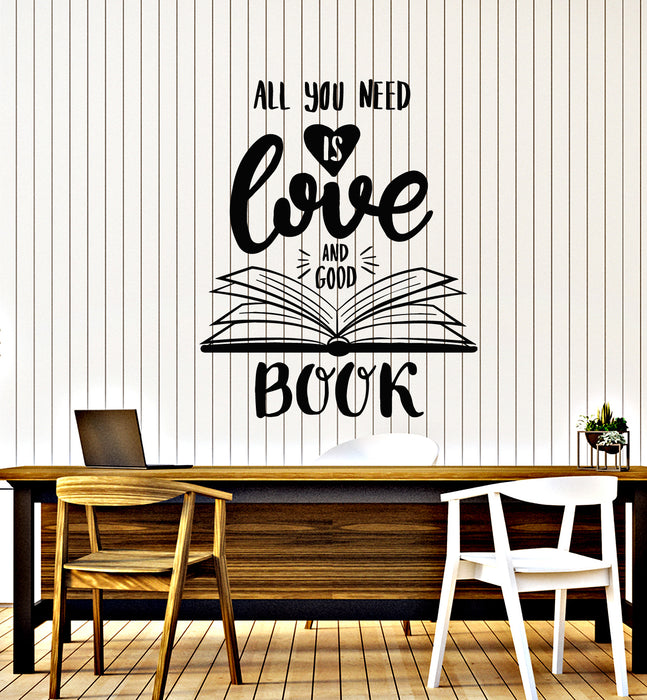 Vinyl Wall Decal Good Open Book Reading Love Quote Words Stickers Mural (g1520)