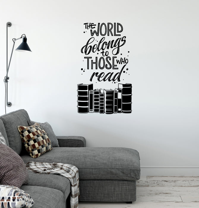 Vinyl Wall Decal Books Inspirational Quote Words Library Reading Corner School Classroom Stickers Mural (ig6439)