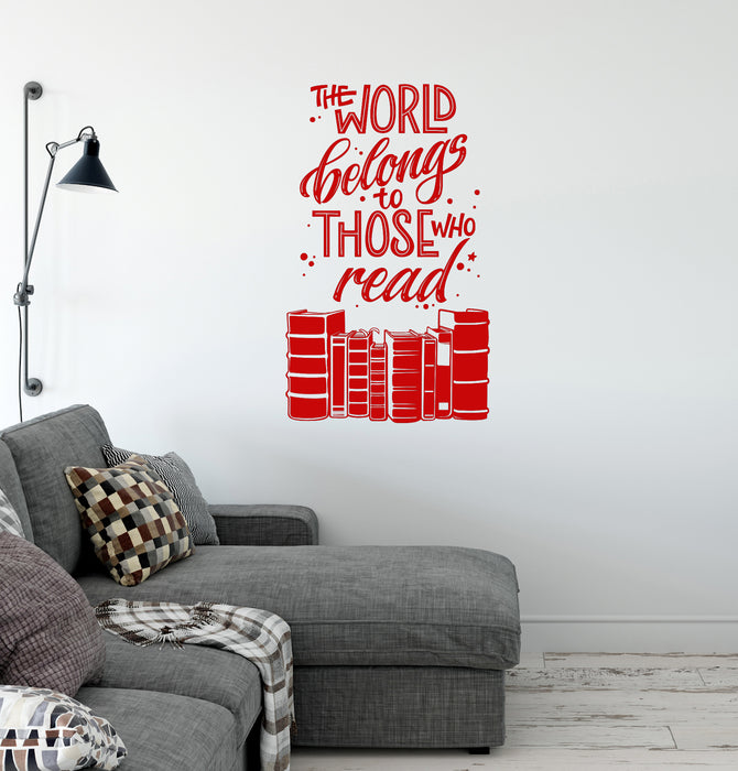 Vinyl Wall Decal Books Inspirational Quote Words Library Reading Corner School Classroom Stickers Mural (ig6439)