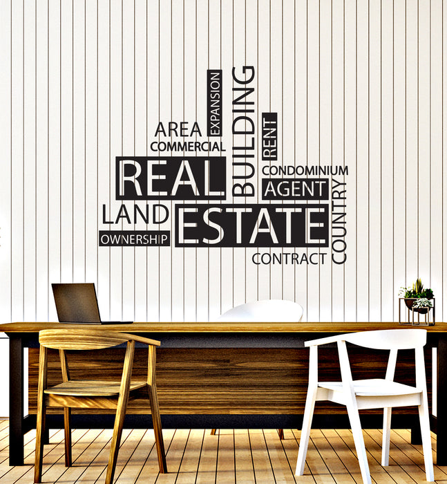 Vinyl Wall Decal Real Estate Agency Words Agent Realtor Office Decor Stickers Mural (ig6162)