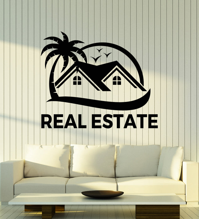Vinyl Wall Decal Real Estate Agency Realtor House Palm Beach Stickers Mural (g6151)