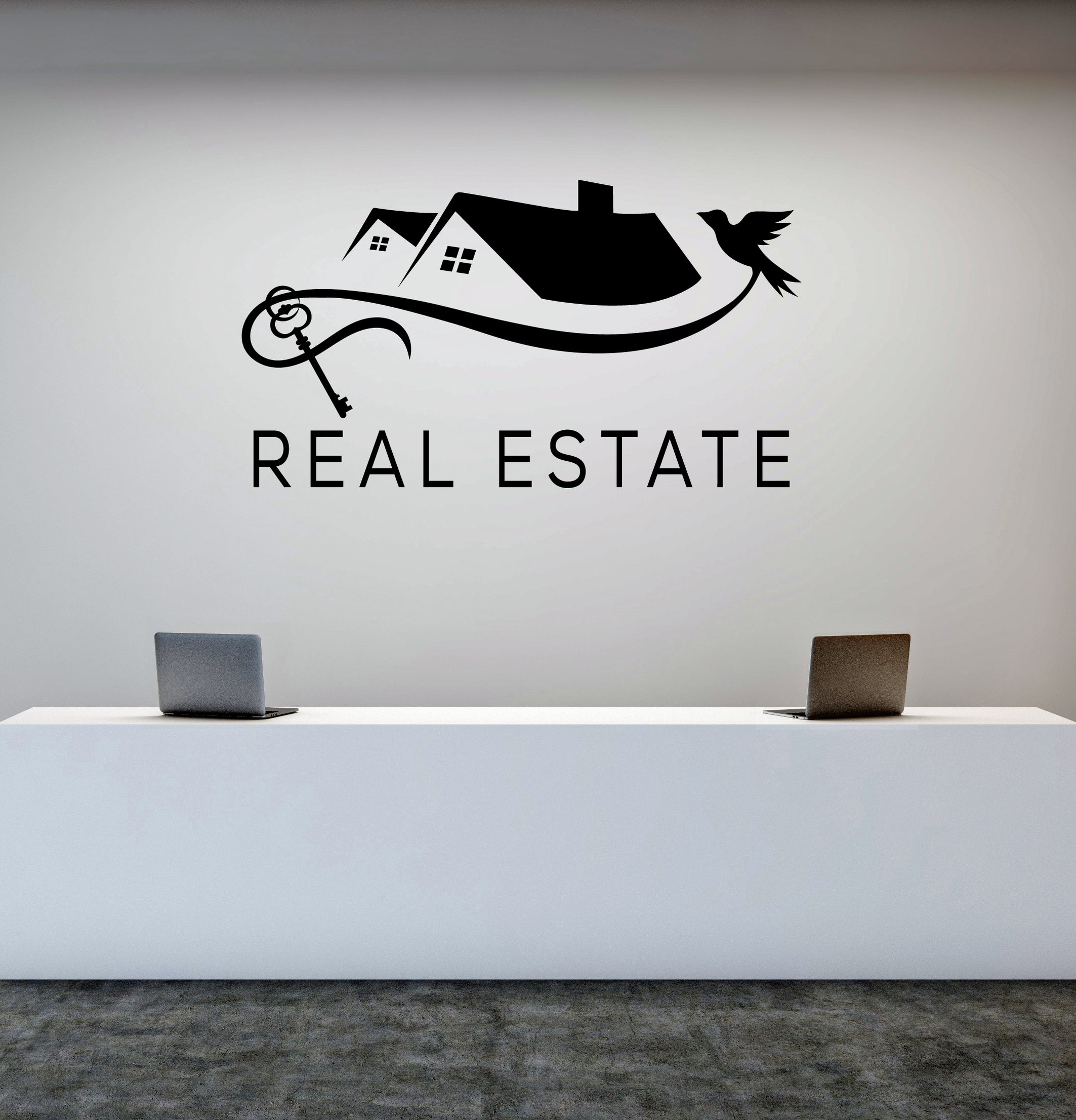 Real Estate Vinyl Decal Realtor Lettering House Rent Keys Stickers Mur ...