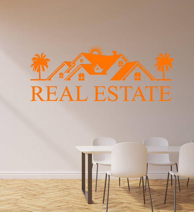 Vinyl Wall Decal Real Estate Agency Beach House Palms Stickers Mural (ig6363)