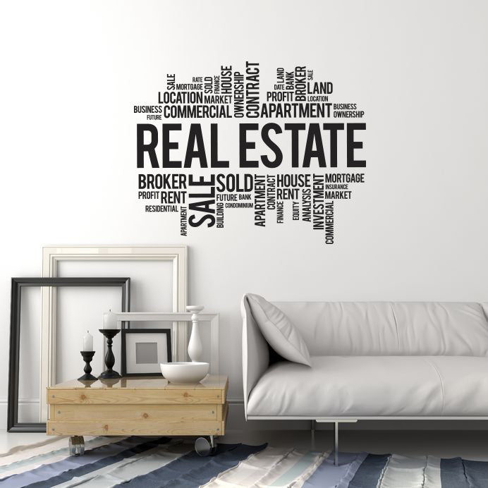 Vinyl Wall Decal Real Estate Agency Broker Words Office Space Stickers Mural (ig6358)