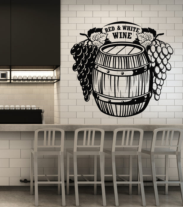 Vinyl Wall Decal Red White Wine Vine Barrel Restaurant Stickers Mural (g5229)