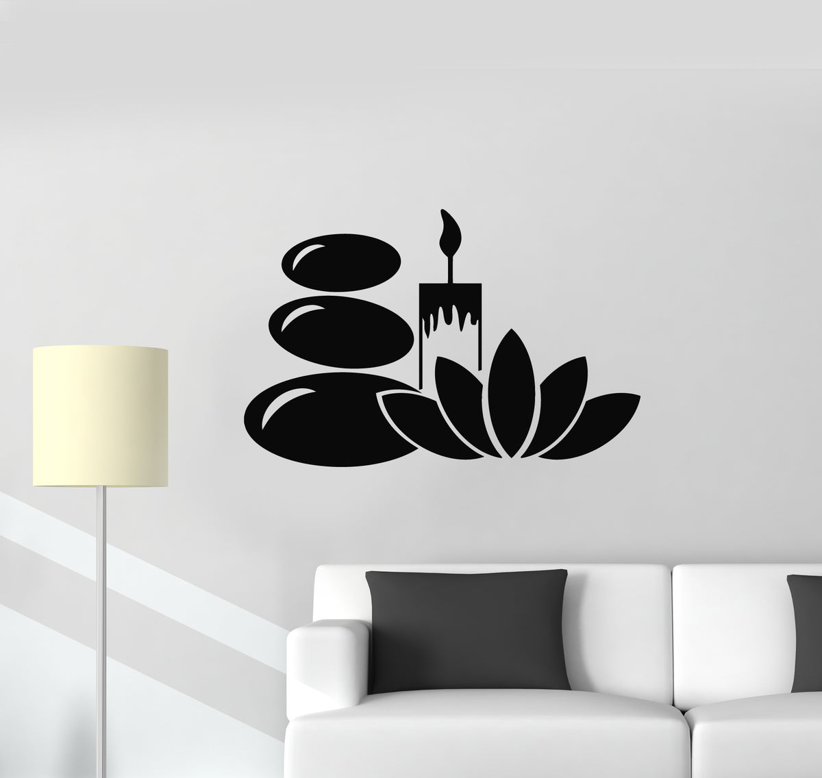 Vinyl Wall Decal Lotus Candle Stones Relax Spa Centre Therapy Massage ...